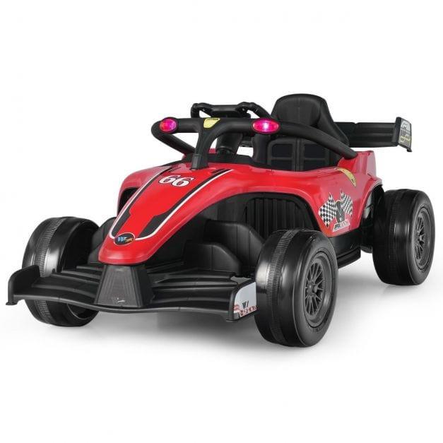 Race Car with Remote Control and MP3 Music 12V in Red - Little and Giant Explorers Costway