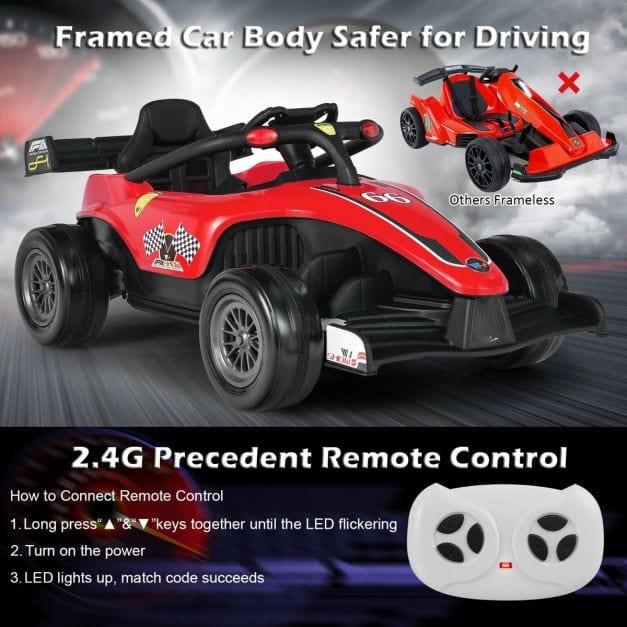 Race Car with Remote Control and MP3 Music 12V in Red - Little and Giant Explorers Costway