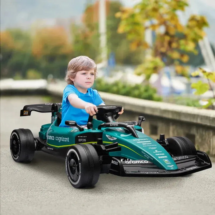 Kids Ride On Racing Kart with Shock-Absorbing Wheels and Bluetooth 12V - Little and Giant Explorers AIYAPLAY