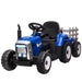 Ride On Tractor with Detachable Trailer, Remote Control and Music 12V in Blue - Little and Giant Explorers HOMCOM