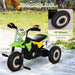 Green toddler ride-on tricycle with PP wheels and motorcycle style, outdoor setting
