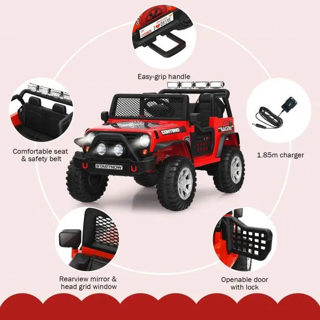 Ride on Truck with Parent Remote Control in Red 12V - Little and Giant Explorers Costway