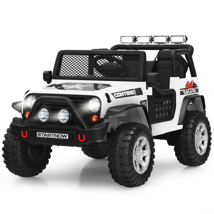 Ride on Truck with Parent Remote Control in White 12V - Little and Giant Explorers Costway