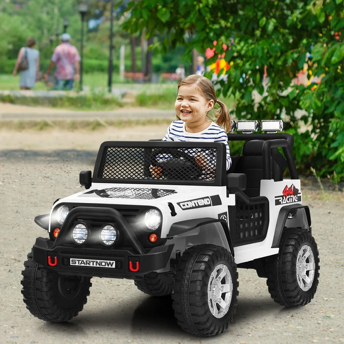 Ride on Truck with Parent Remote Control in White 12V - Little and Giant Explorers Costway