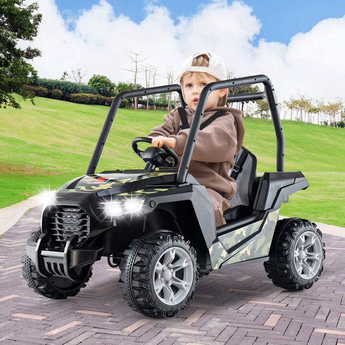 Kids Ride-On UTV with 3 Adjustable Speeds in Camouflage 24V - Little and Giant Explorers Costway