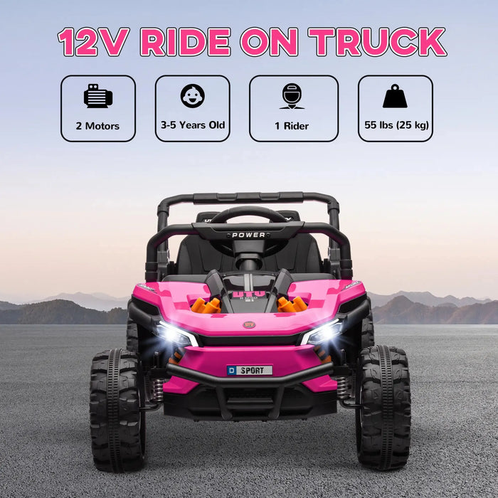 Kids Ride-On UTV with Remote and Four Suspension Wheels in Pink 12V - Little and Giant Explorers AIYAPLAY