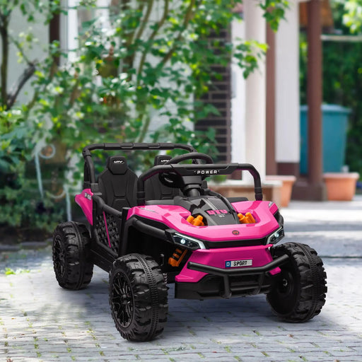 Kids Ride-On UTV with Remote and Four Suspension Wheels in Pink 12V - Little and Giant Explorers AIYAPLAY