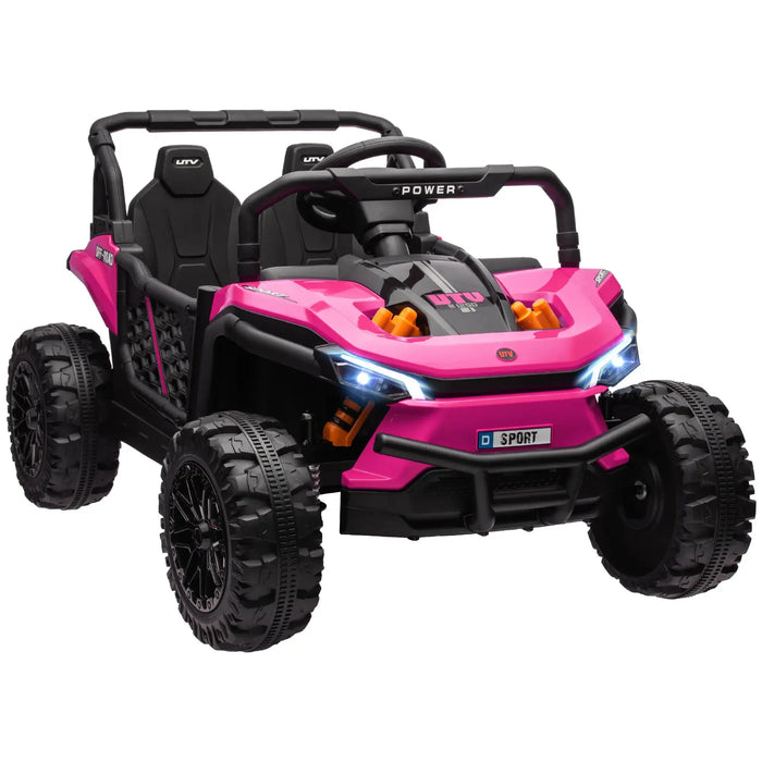 Kids Ride-On UTV with Remote and Four Suspension Wheels in Pink 12V - Little and Giant Explorers AIYAPLAY