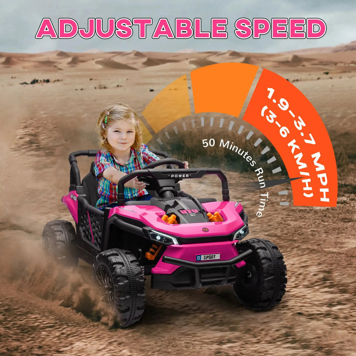 Kids Ride-On UTV with Remote and Four Suspension Wheels in Pink 12V - Little and Giant Explorers AIYAPLAY