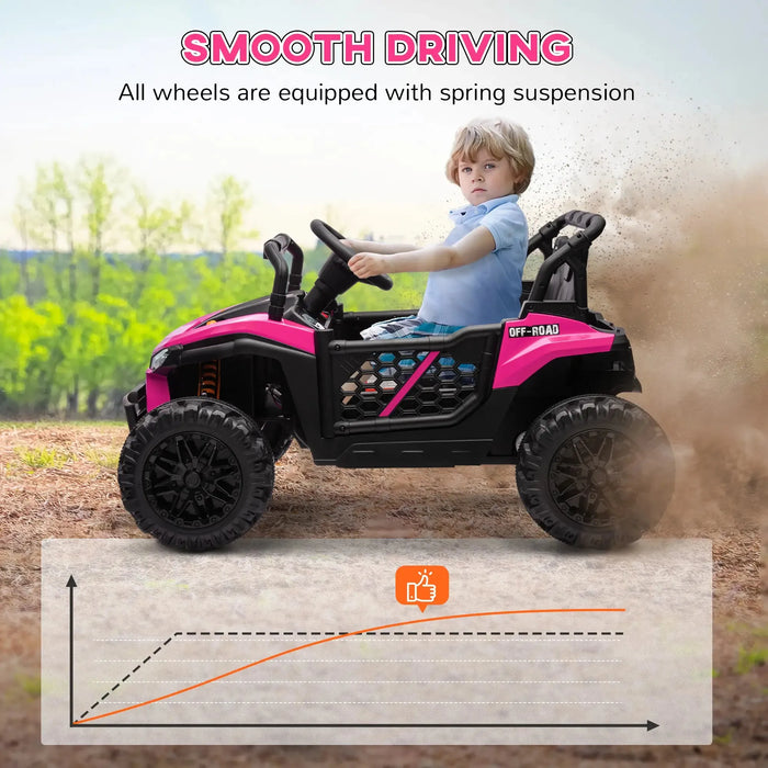 Kids Ride-On UTV with Remote and Four Suspension Wheels in Pink 12V - Little and Giant Explorers AIYAPLAY