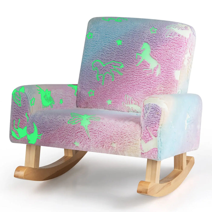 Glow-in-the-Dark Kids Rocking Chair with Rocking Feet - Little and Giant Explorers Costway
