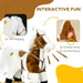Kids brown cowboy rocking horse with sound, tail wagging, and interactive features