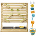 Wooden kids sand and water playset with dual sinks, waterfall feature, and colorful toys