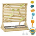 Wooden kids sand and water playset outdoor activity table with bins, tools, and waterfall ramp.