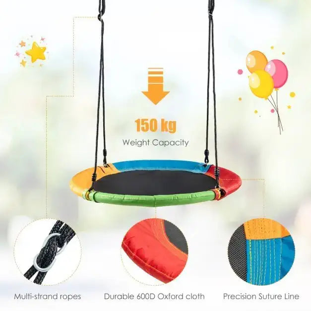 Kids Saucer Swing and Belt Swing Set | Adjustable Height - 150kg Capacity OUTSUNNY - Little and Giant Explorers Costway