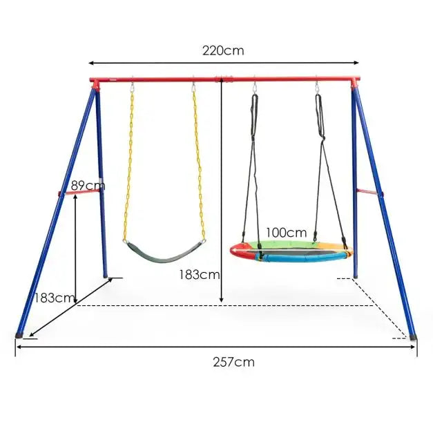Kids Saucer Swing and Belt Swing Set | Adjustable Height - 150kg Capacity OUTSUNNY - Little and Giant Explorers Costway