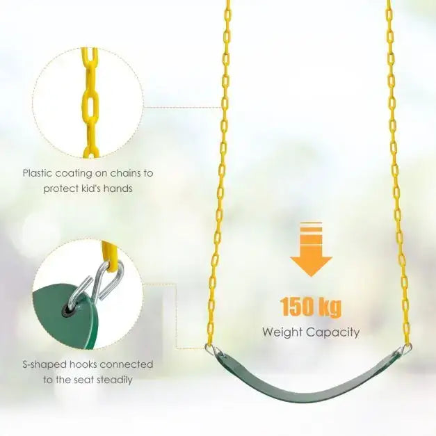 Kids Saucer Swing and Belt Swing Set | Adjustable Height - 150kg Capacity OUTSUNNY - Little and Giant Explorers Costway