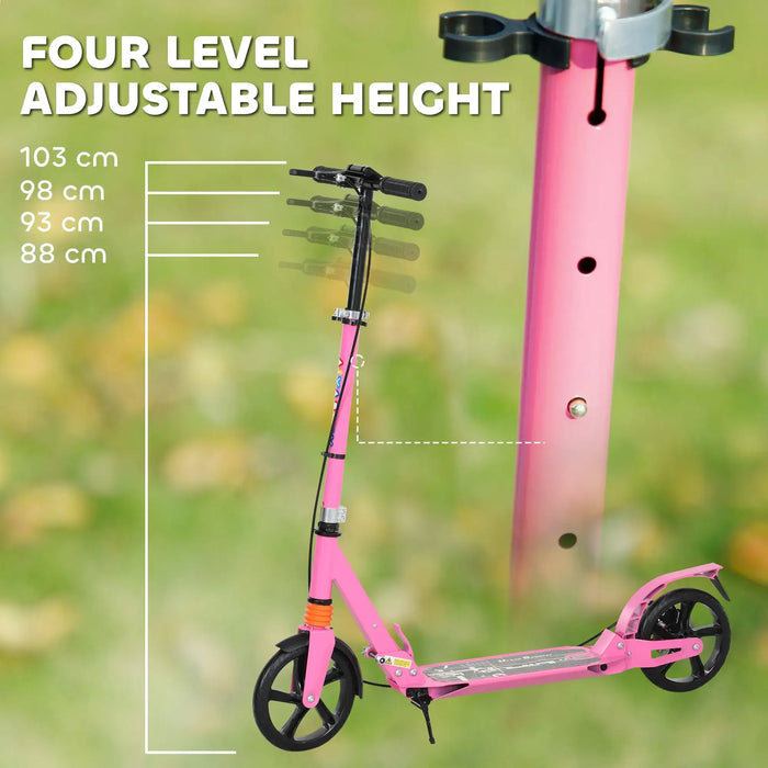 Kids Kick Scooter with Four-Level Adjustable Handlebar in Pink - Little and Giant Explorers AIYAPLAY
