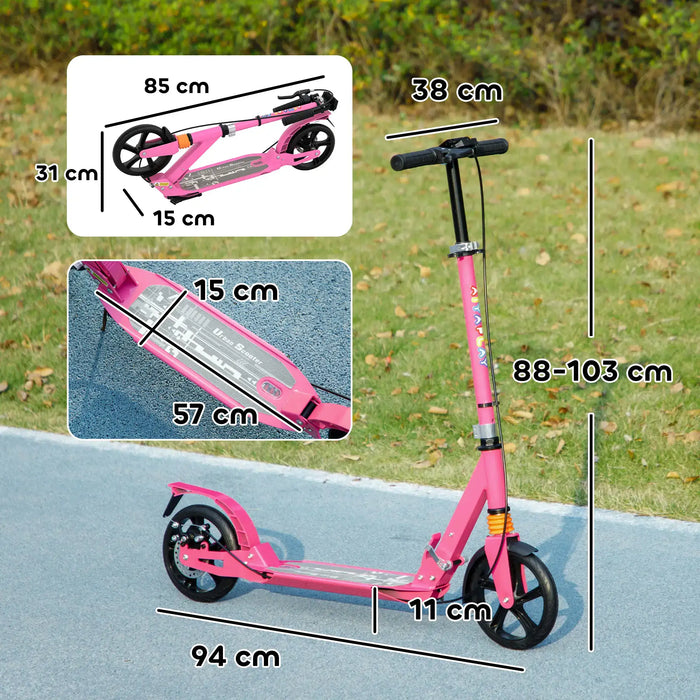 Kids Kick Scooter with Four-Level Adjustable Handlebar in Pink - Little and Giant Explorers AIYAPLAY