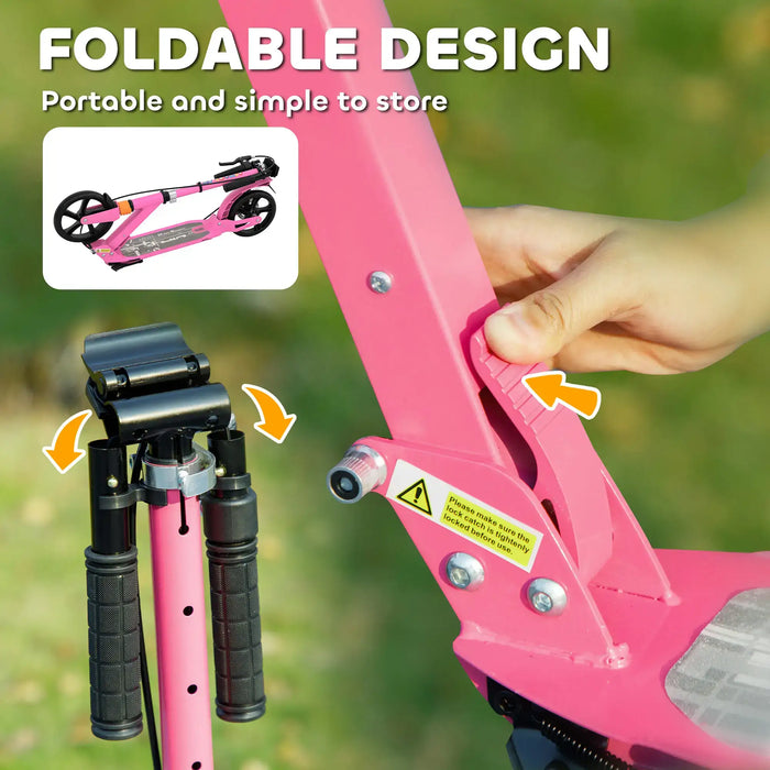 Kids Kick Scooter with Four-Level Adjustable Handlebar in Pink - Little and Giant Explorers AIYAPLAY