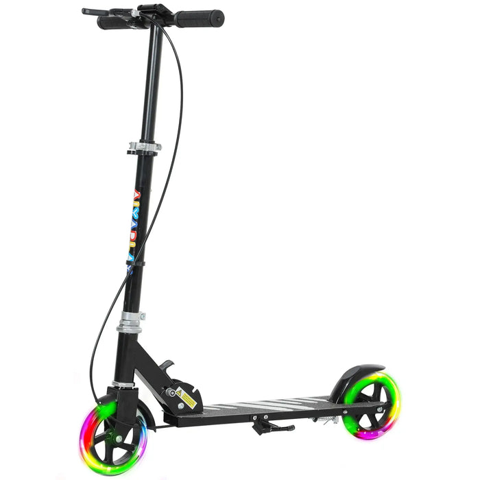 Kids Scooter with 2 Light-Up Wheels in Black - Little and Giant Explorers AIYAPLAY