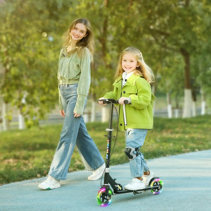 Kids Scooter with 2 Light-Up Wheels in Black - Little and Giant Explorers AIYAPLAY