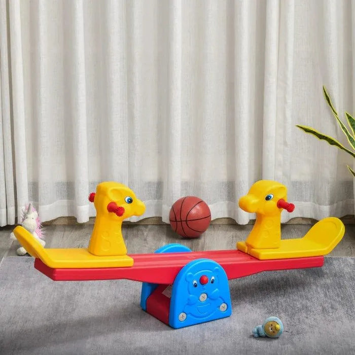 Colorful kids' animal design seesaw with adjustable height for indoor and outdoor play