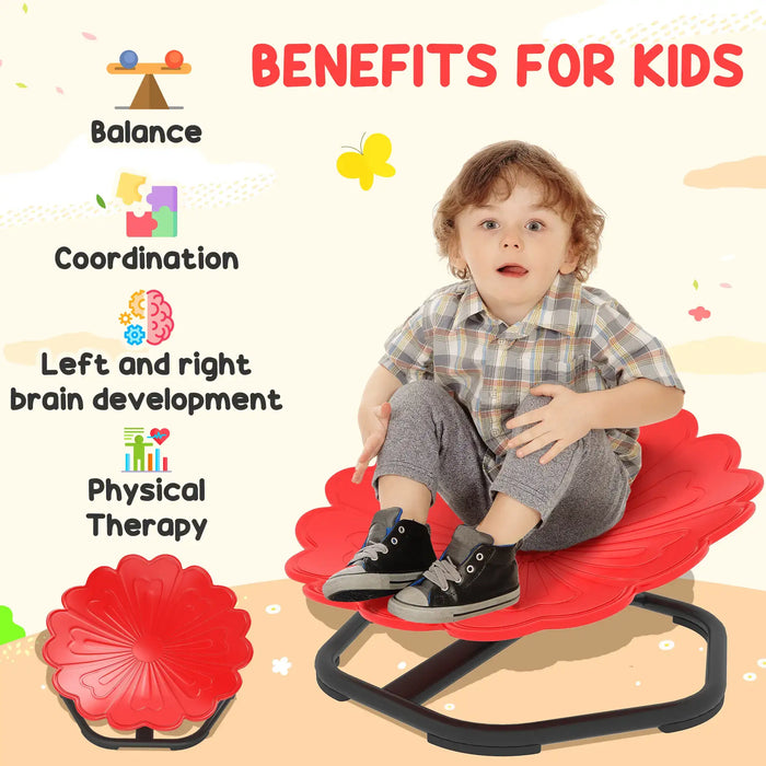 Kids Swivel Chair Red Flower Shape | 360° Swivel Design and Anti-Slip Strips - Little and Giant Explorers AIYAPLAY