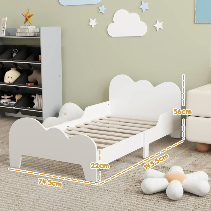 Cloud-Themed Toddler Bed Frame with Safety Rails (74.5 x 143.5cm) - Little and Giant Explorers AIYAPLAY