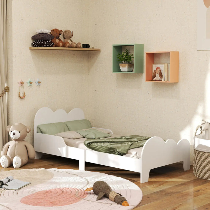 Cloud-Themed Toddler Bed Frame with Safety Rails (74.5 x 143.5cm) - Little and Giant Explorers AIYAPLAY