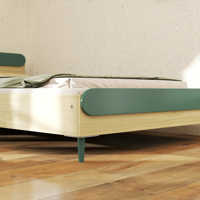 Single Bed Green Natural Wood Finish 190x90cm | Extended Length Junior Bed - Little and Giant Explorers AIYAPLAY