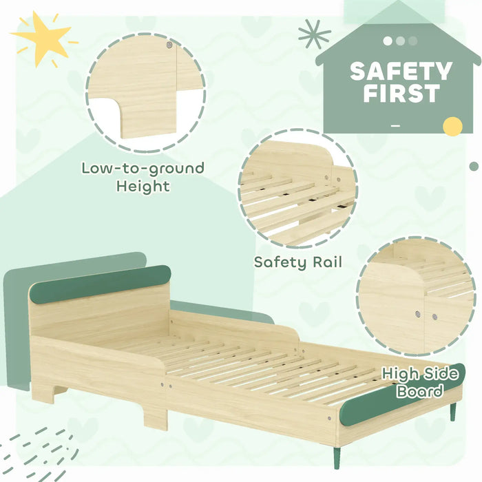 Single Bed Green Natural Wood Finish 190x90cm | Extended Length Junior Bed - Little and Giant Explorers AIYAPLAY