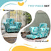2-Piece Kids Sofa Set with Dinosaur Print in Blue - Little and Giant Explorers AIYAPLAY