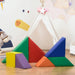 Kids soft play set with colorful geometric foam puzzle blocks in a playroom with teepee tent