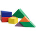 Kids 7-piece soft play set with colorful geometric foam shapes on white background