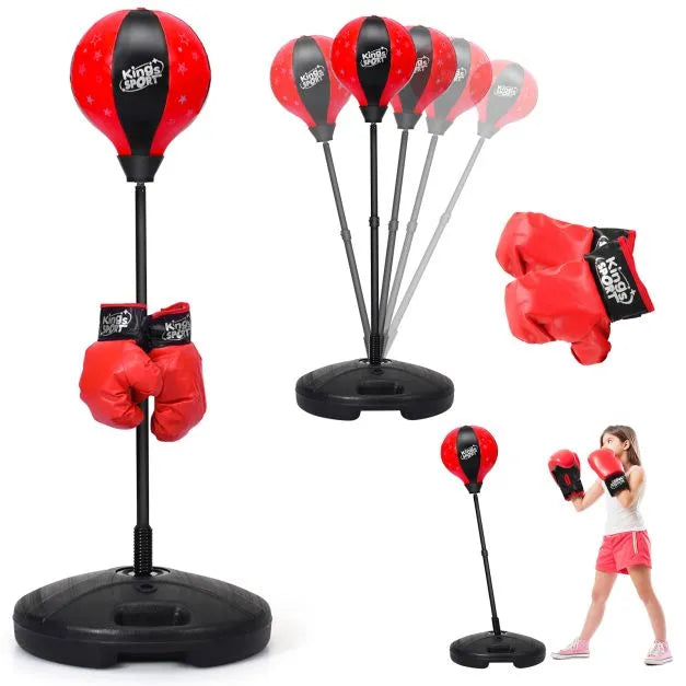 Kids Standing Punching Bag with Stand and Gloves - Little and Giant Explorers Costway