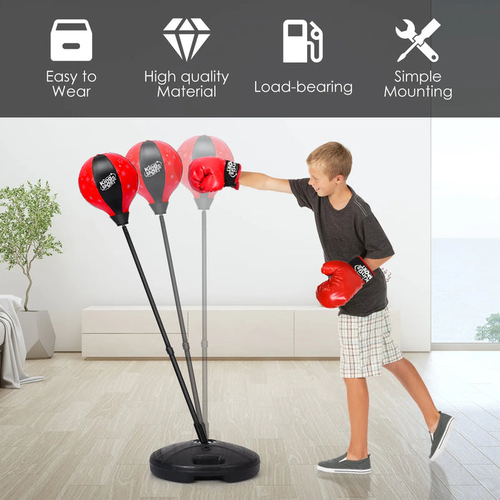 Kids Standing Punching Bag with Stand and Gloves - Little and Giant Explorers Costway