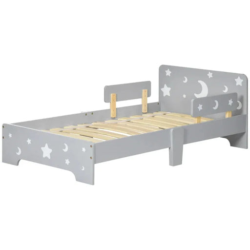 Kids Star and Moon Patterned Bed with Side Rails (76 x 143cm) - Little and Giant Explorers ZONEKIZ