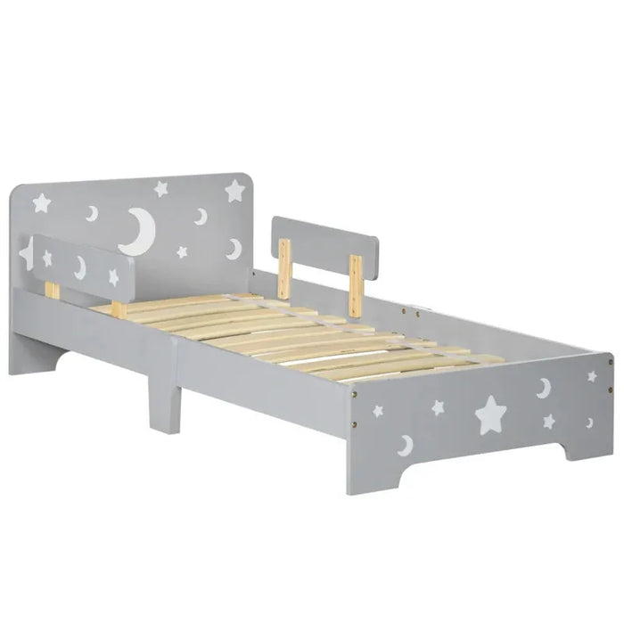 Kids Star and Moon Patterned Bed with Side Rails (76 x 143cm) - Little and Giant Explorers ZONEKIZ