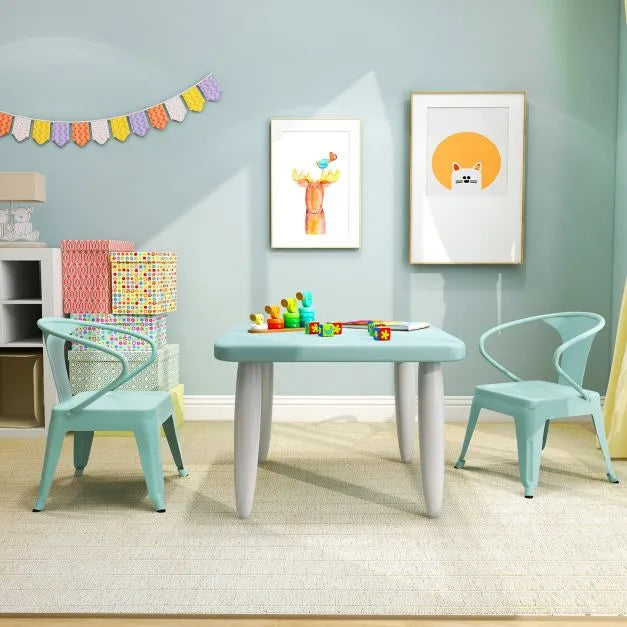 Kids Steel Chair Set of 2 – Green | Stackable Design with Ergonomic Backrest COSTWAY - Little and Giant Explorers Costway