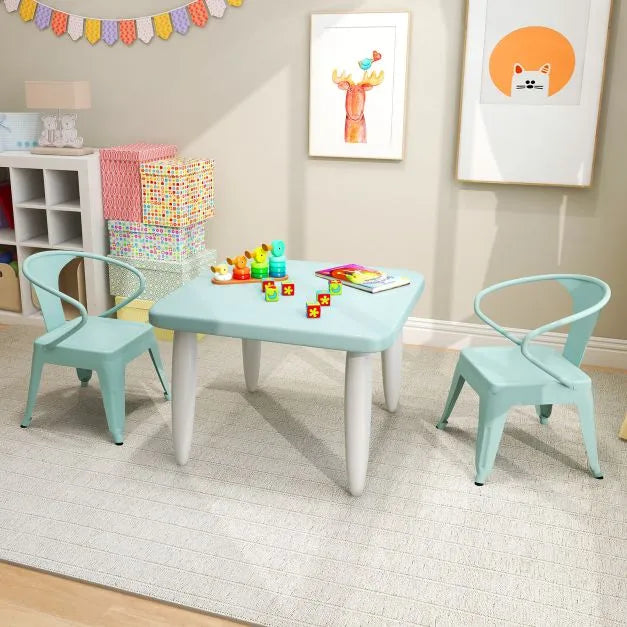 Kids Steel Chair Set of 2 – Green | Stackable Design with Ergonomic Backrest COSTWAY - Little and Giant Explorers Costway