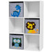 Storage Cabinet | Grey and White with 6 Cubes and Cartoon Animals - Little and Giant Explorers ZONEKIZ