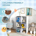 Storage Cabinet | Grey and White with 6 Cubes and Cartoon Animals - Little and Giant Explorers ZONEKIZ