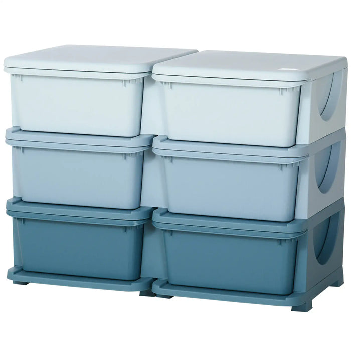 Kids Storage Unit with 6 Drawers | Premium Construction for Ages 3-6 (Blue Edition) - Little and Giant Explorers HOMCOM