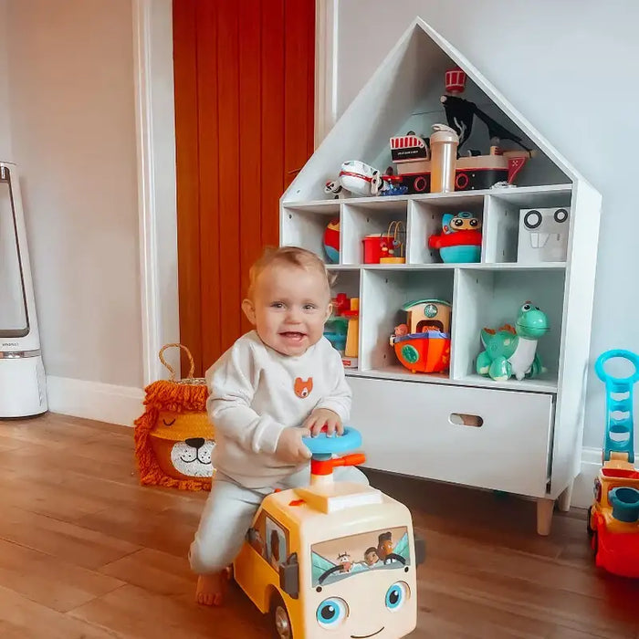 Kids Storage Unit | White House-Shaped Bookcase with 8 Shelves and Drawer HOMCOM - Little and Giant Explorers HOMCOM