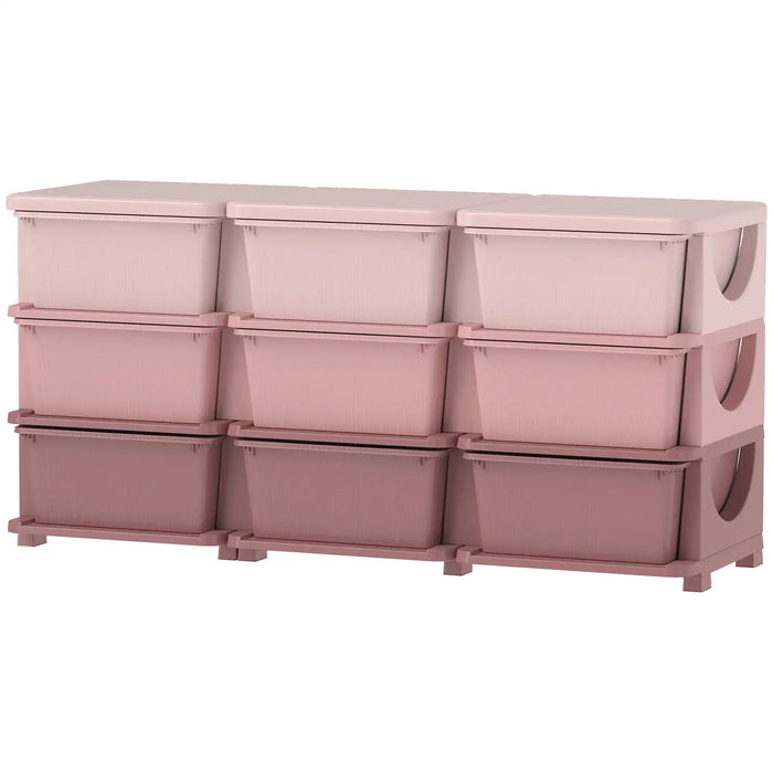 Kids Storage Unit Pink | 9 Drawers with 60kg Total Capacity - Little and Giant Explorers HOMCOM