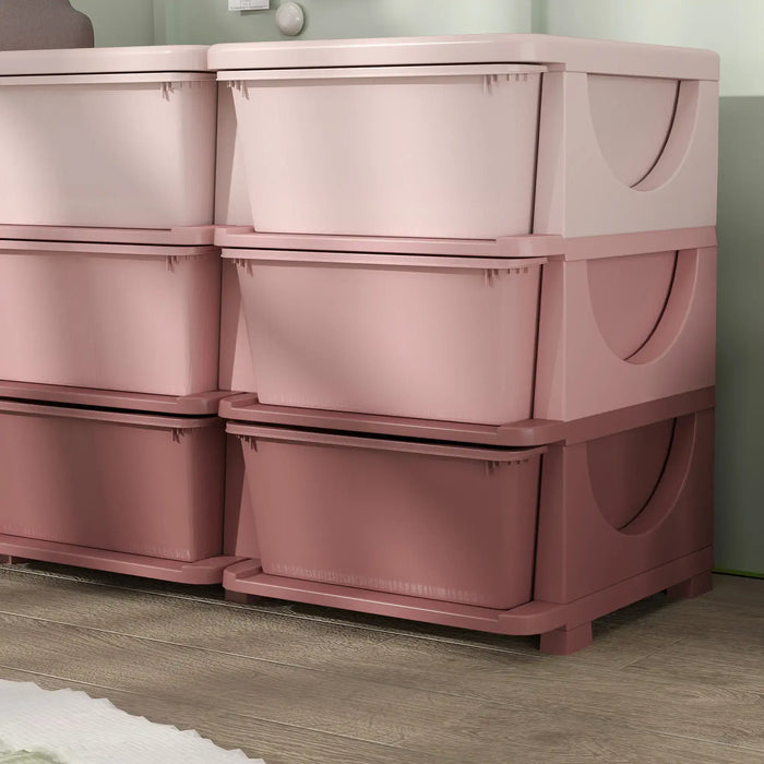 Kids Storage Unit Pink | 9 Drawers with 60kg Total Capacity - Little and Giant Explorers HOMCOM