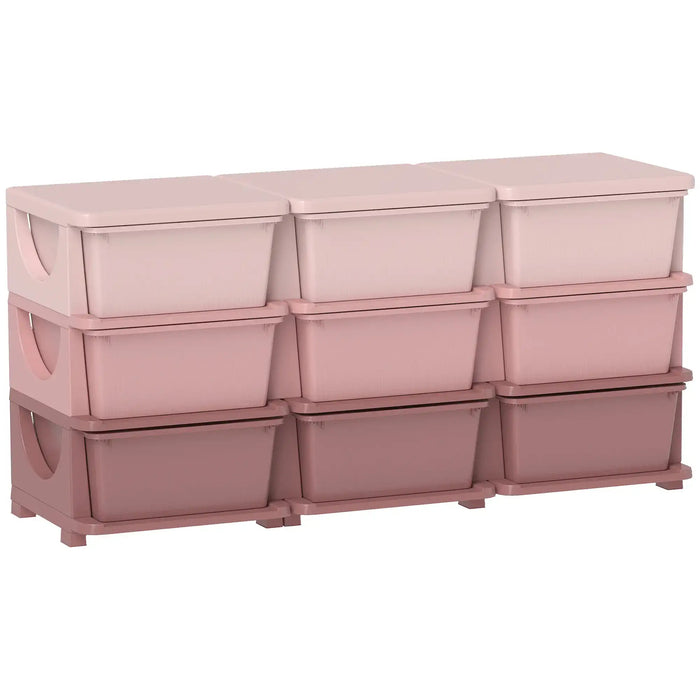 Kids Storage Unit Pink | 9 Drawers with 60kg Total Capacity - Little and Giant Explorers HOMCOM