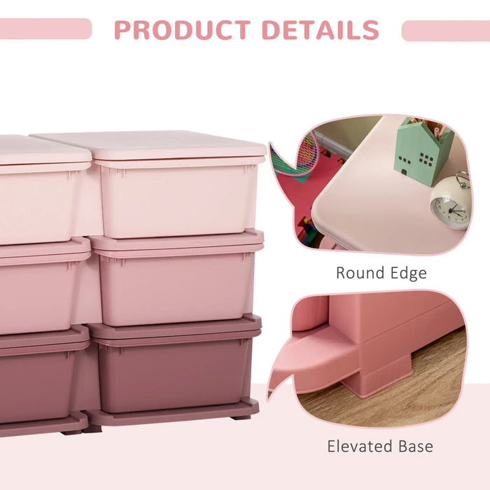 Kids Storage Unit | 6-Drawer Design for Ages 3-6 Years (Pink Edition) - Little and Giant Explorers HOMCOM