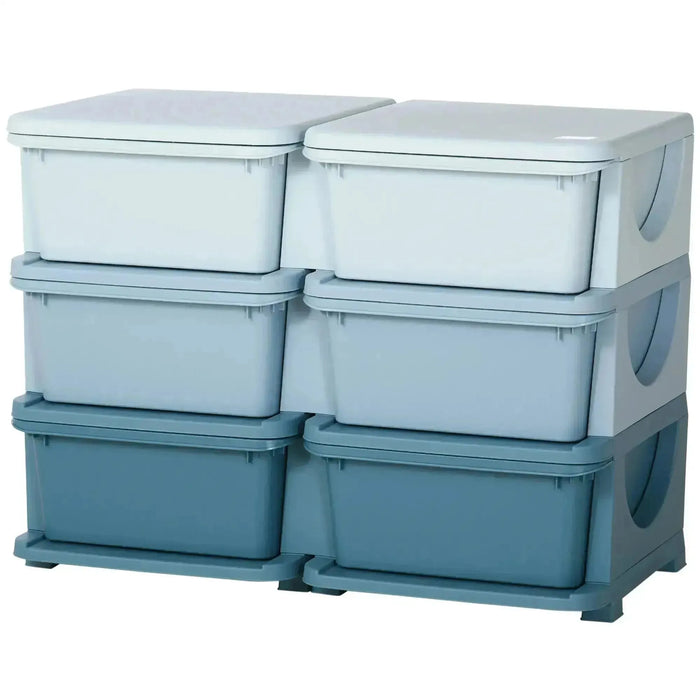 Kids Storage Unit with Six Drawers in Blue - Little and Giant Explorers HOMCOM